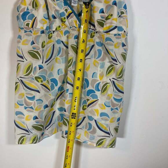 American Eagle Top Yellow Blue Floral V-Neck Empire Backless Sleeveless Sz 4 - Picture 3 of 4